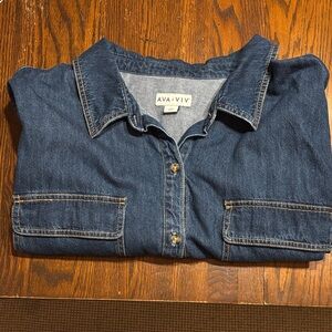 Ava & Viv Women's Dark Blue Denim Shacket